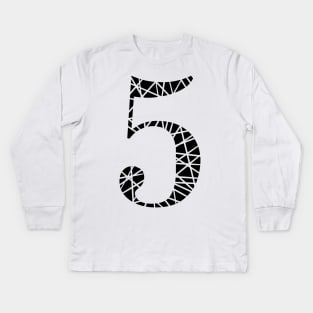 Lucky Number 5 Five Typography Kids Long Sleeve T-Shirt